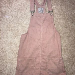 Light pink corduroy overall dress